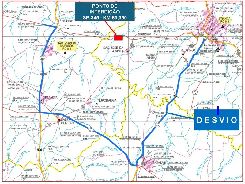 DER-SP interdita para obra emergencial trecho da Rodovia Pref. Fábio Talarico (SP 345)