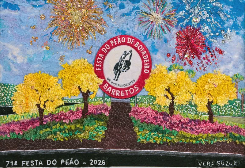  Cartaz oficial da 71ª Festa do Peão de Barretos homenageia a memória e a tradição em obra de Vera Suzuki