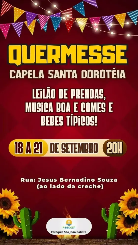 Quermesse da Capela Santa Dorotéia movimenta comunidade com comidas típicas e leilão de prendas